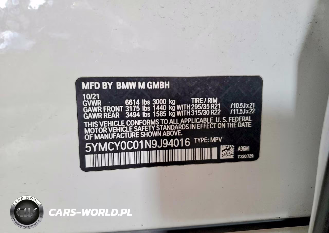 2022 BMW X6 M VIN:5YMCY0C01N9J94016 - 14