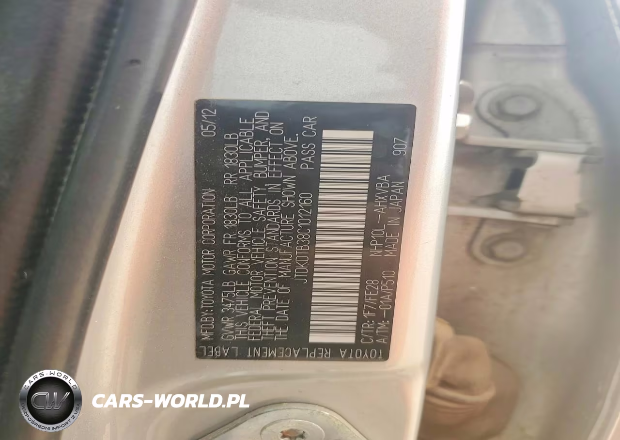 2012 Toyota Prius C One VIN:JTDKDTB38C1012160 - 12
