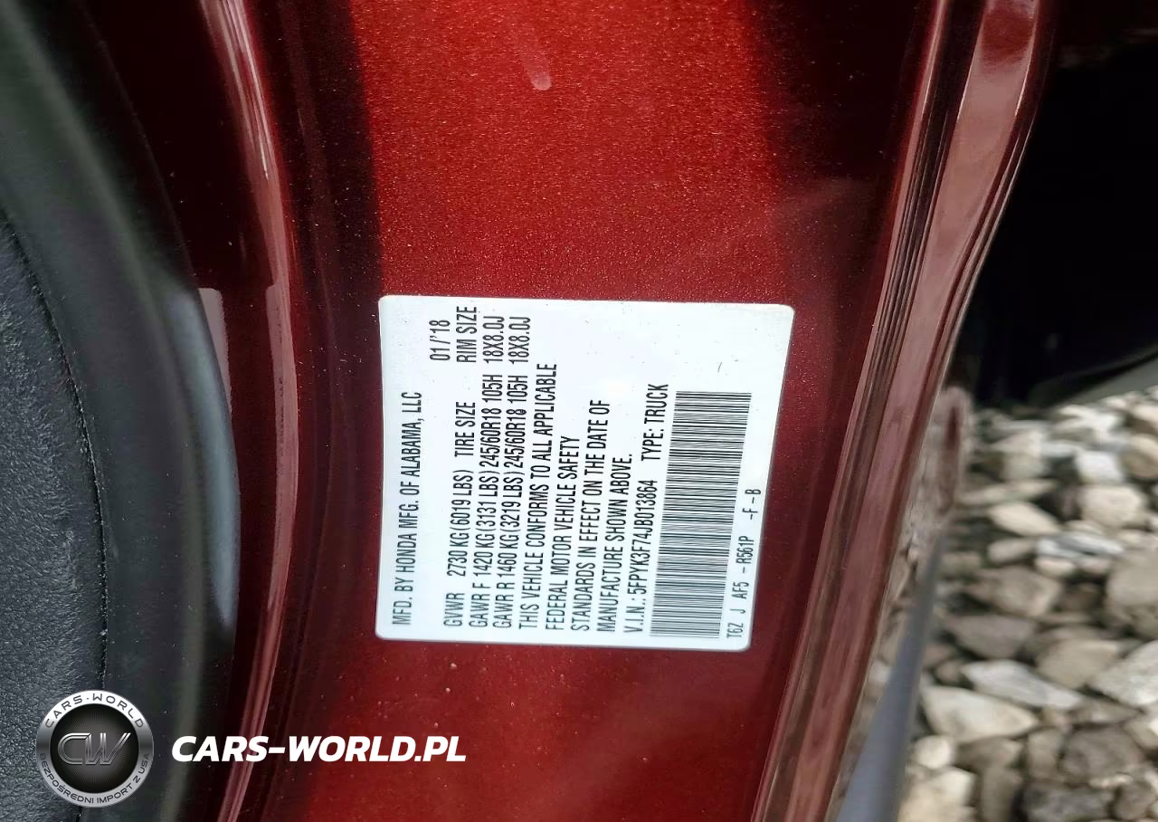 2018 Honda Ridgeline Rtl VIN:5FPYK3F74JB013864 - 13