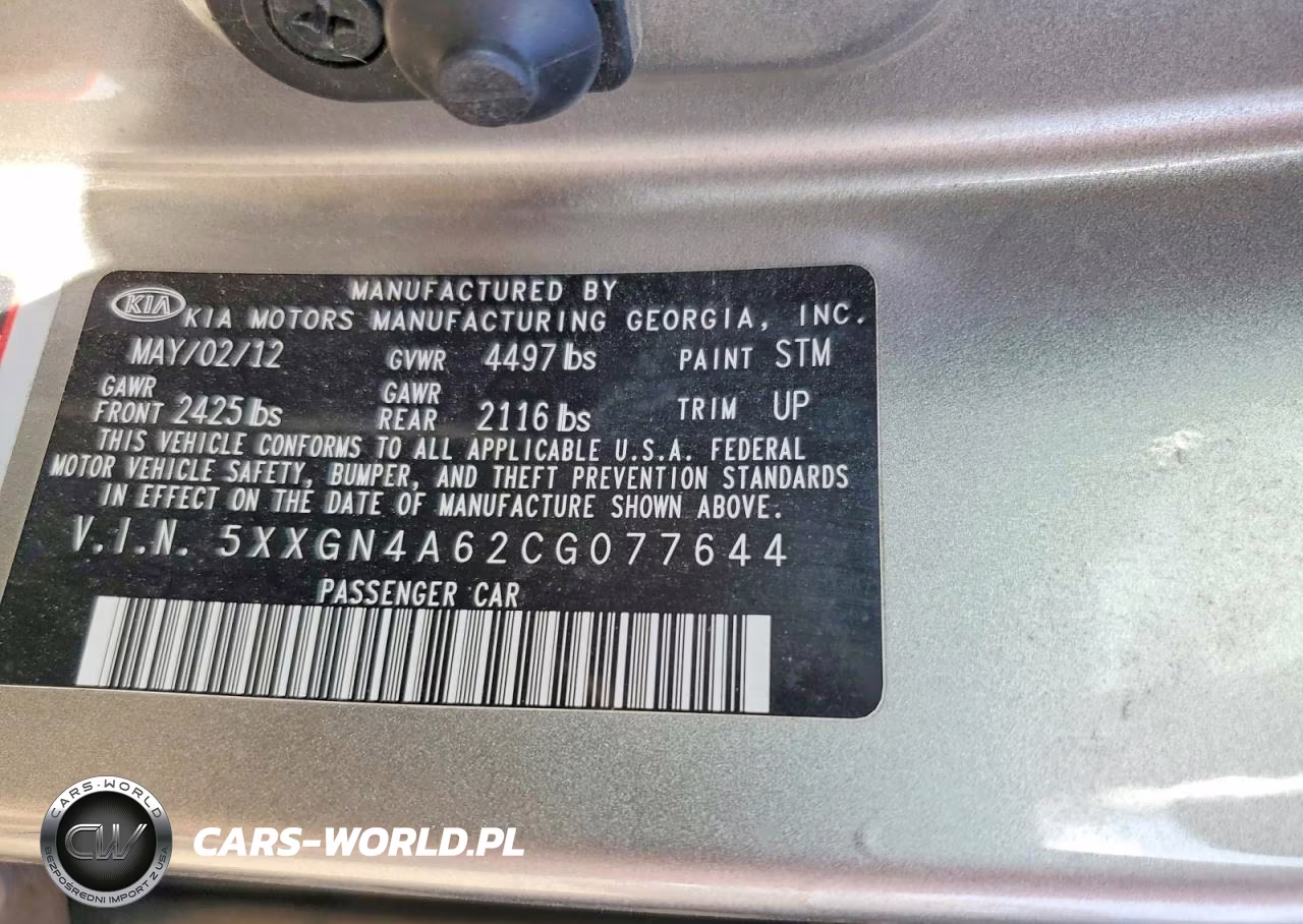 2012 Kia Optima Ex VIN:5XXGN4A62CG077644 - 12