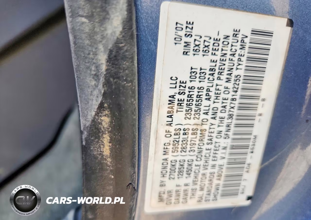 2007 Honda Odyssey Exl VIN:5FNRL387X7B142255 - 13