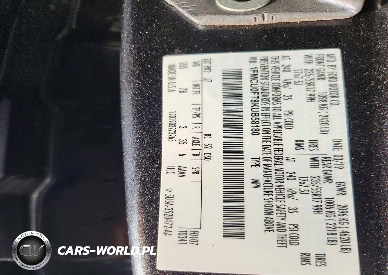 2019 Ford Escape S VIN:1FMCU0F78KUB58180 - 13