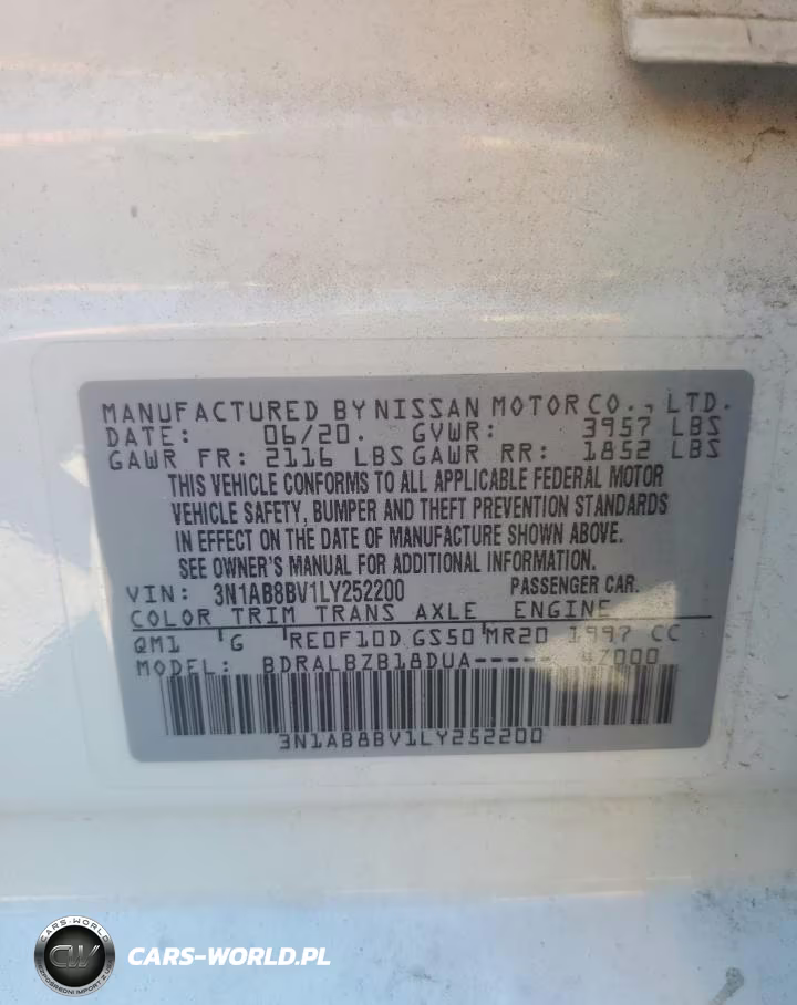 2020 Nissan Sentra S VIN:3N1AB8BV1LY252200 - 13