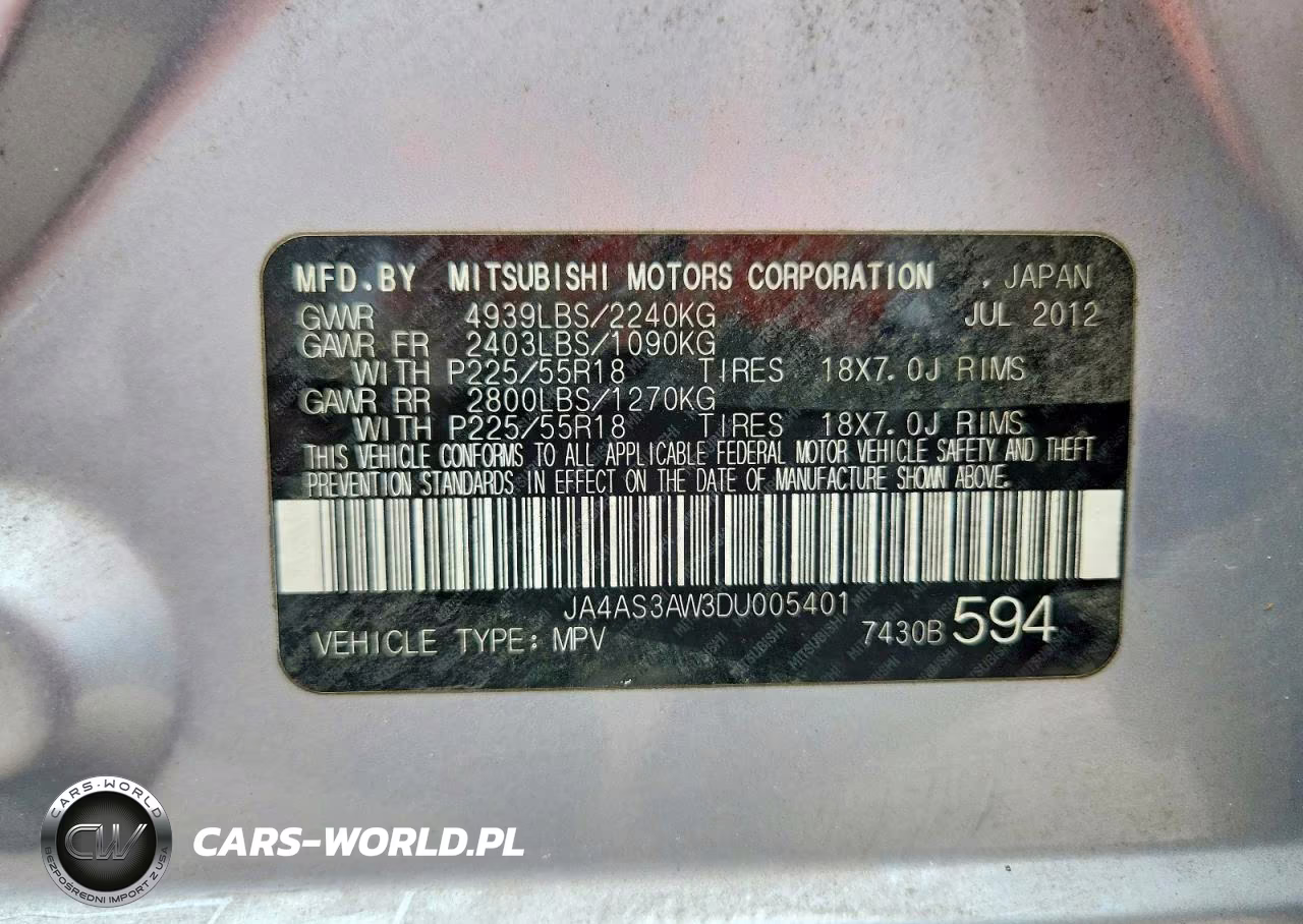2013 Mitsubishi Outlander Se VIN:JA4AS3AW3DU005401 - 13