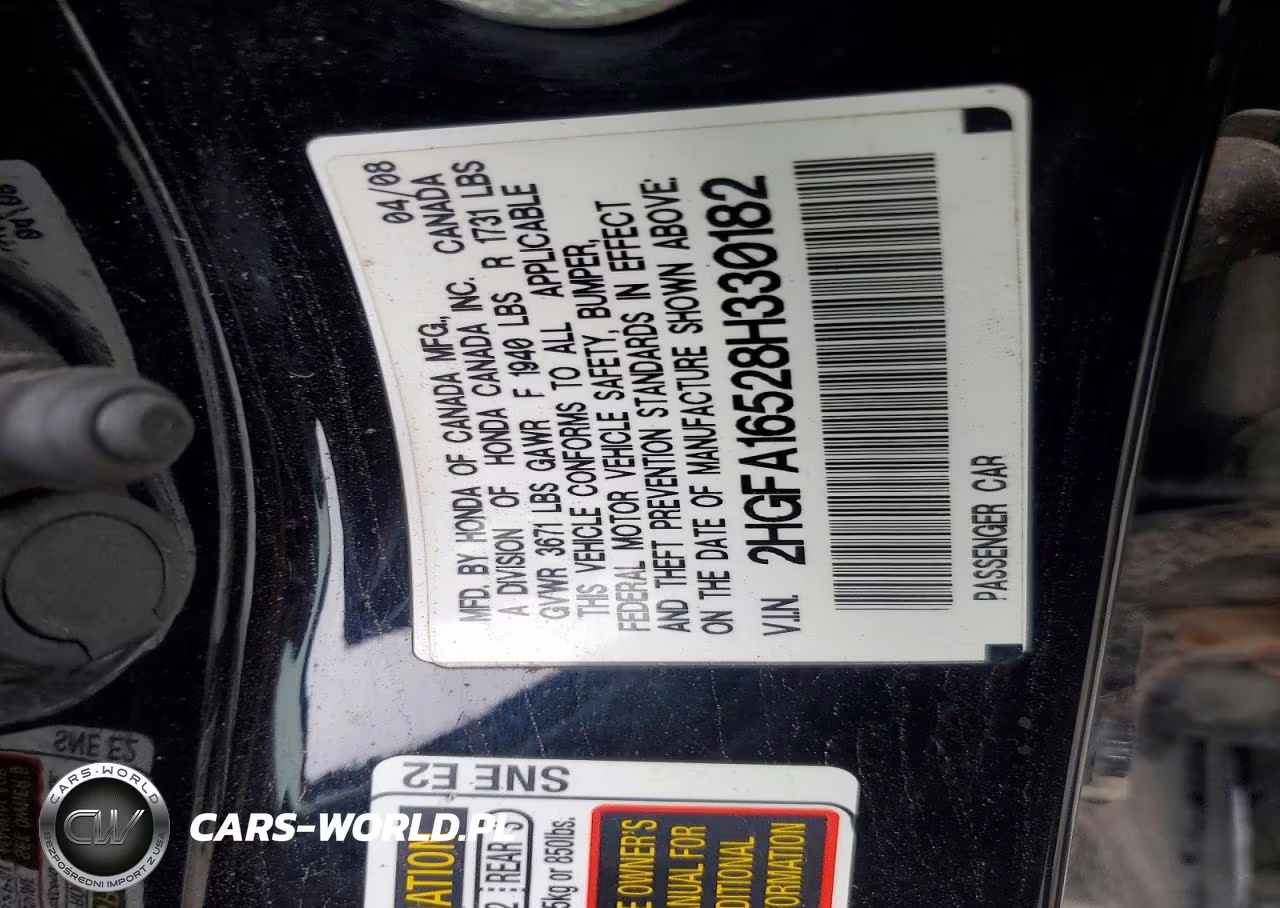 2008 Honda Civic VIN:2HGFA16528H330182 - 12