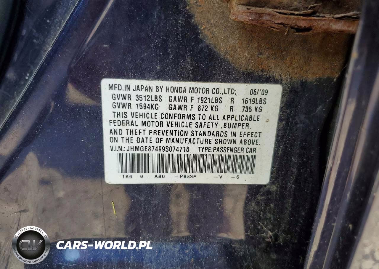 2009 Honda Fit Sport VIN:JHMGE87499S074718 - 12