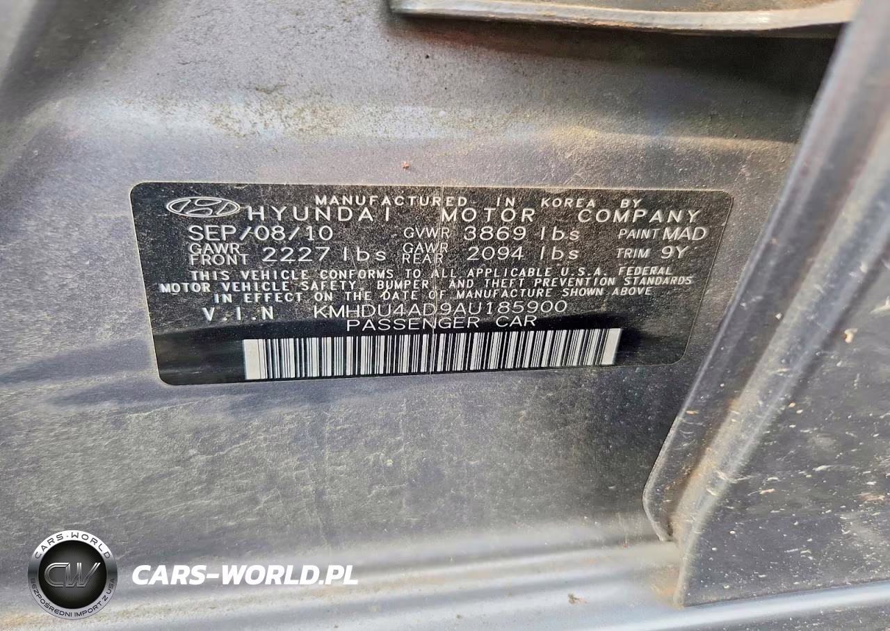 2010 Hyundai Elantra Gls VIN:KMHDU4AD9AU185900 - 12