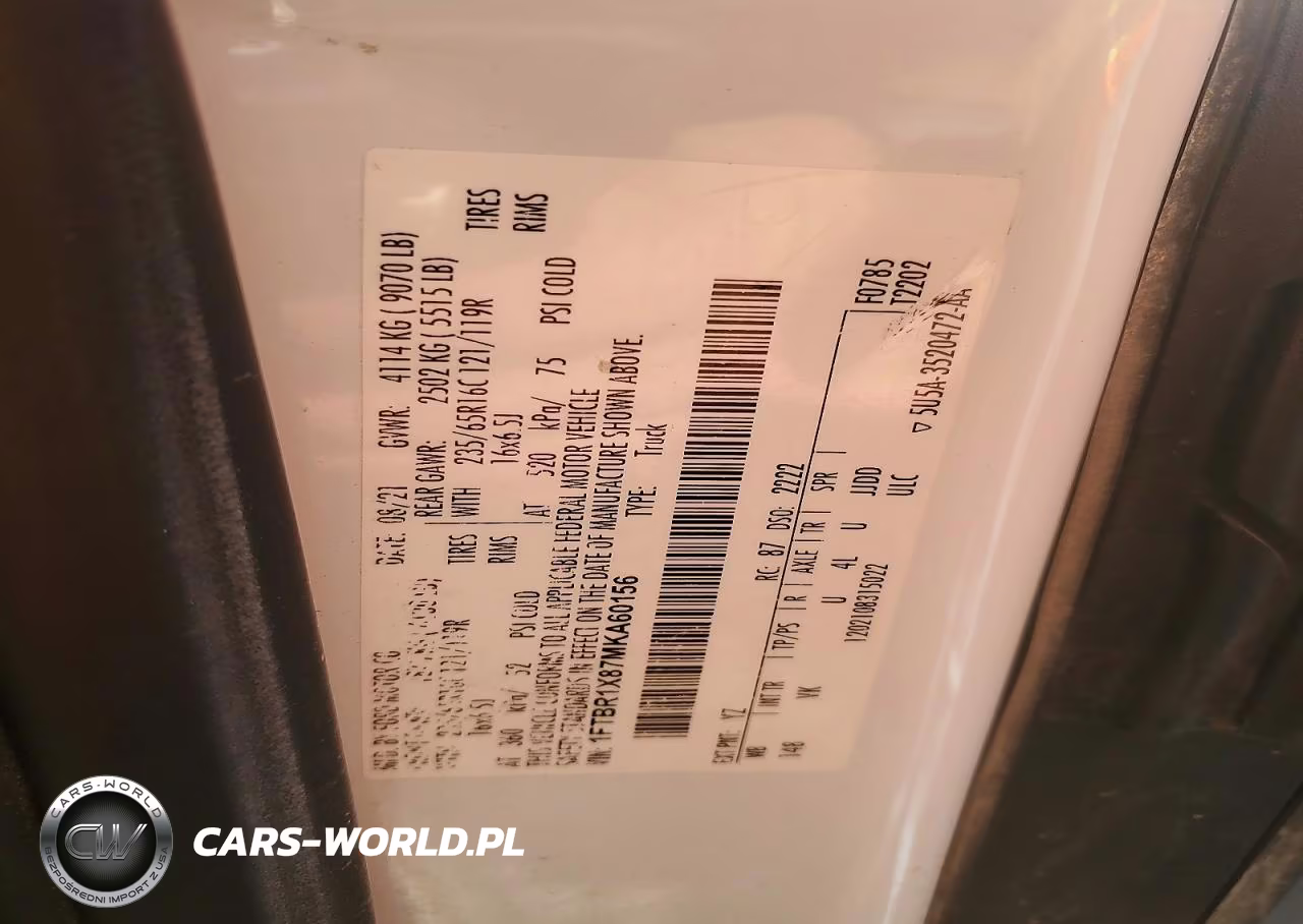 2021 Ford Transit T-250 VIN:1FTBR1X87MKA60156 - 14