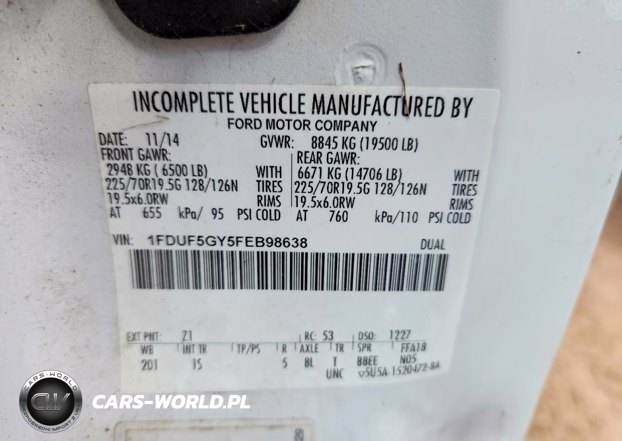 2015 Ford F550 Super Duty VIN:1FDUF5GY5FEB98638 - 12