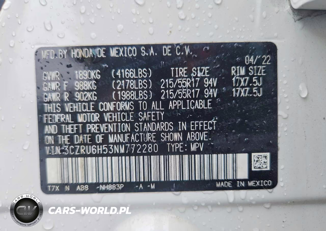 2022 Honda Hr-V Ex VIN:3CZRU6H53NM772280 - 13