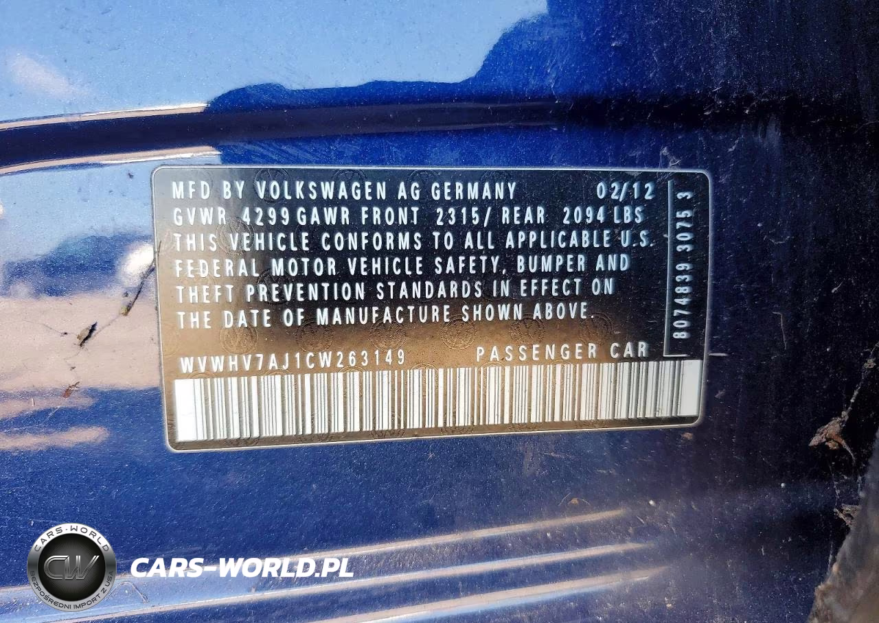 2012 Volkswagen Gti VIN:WVWHV7AJ1CW263149 - 12