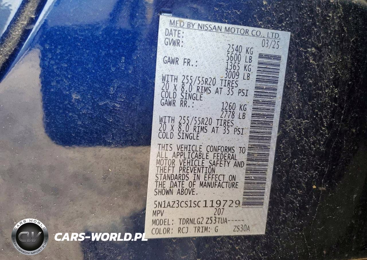 2025 Nissan Murano Sl VIN:5N1AZ3CS1SC119729 - 13