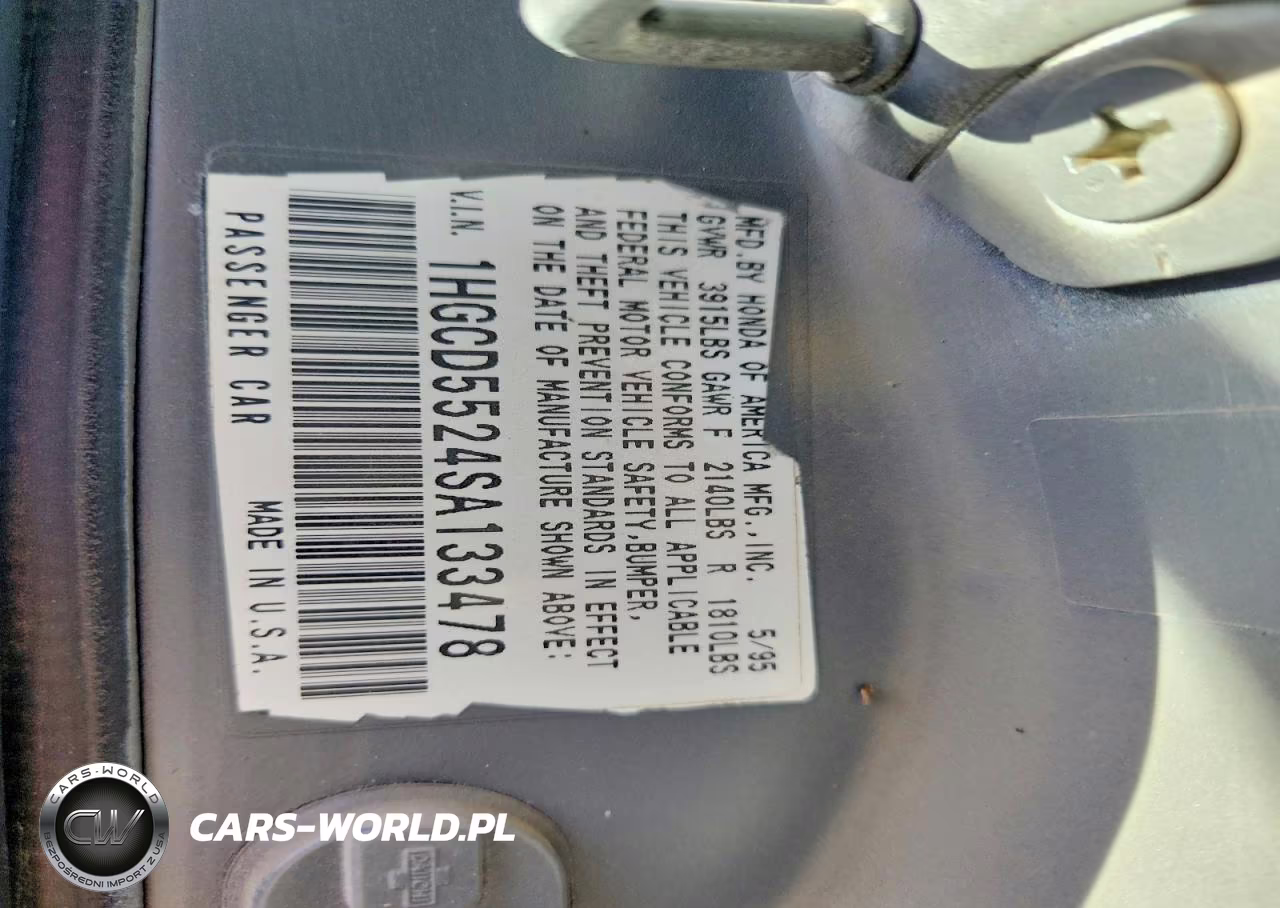 1995 Honda Accord Dx VIN:1HGCD5524SA133478 - 12