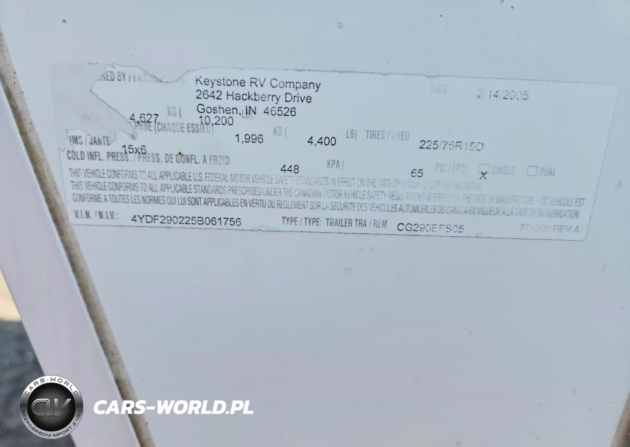 2005 Keystone Cougar Camper VIN:4YDF290225B061756 - 9