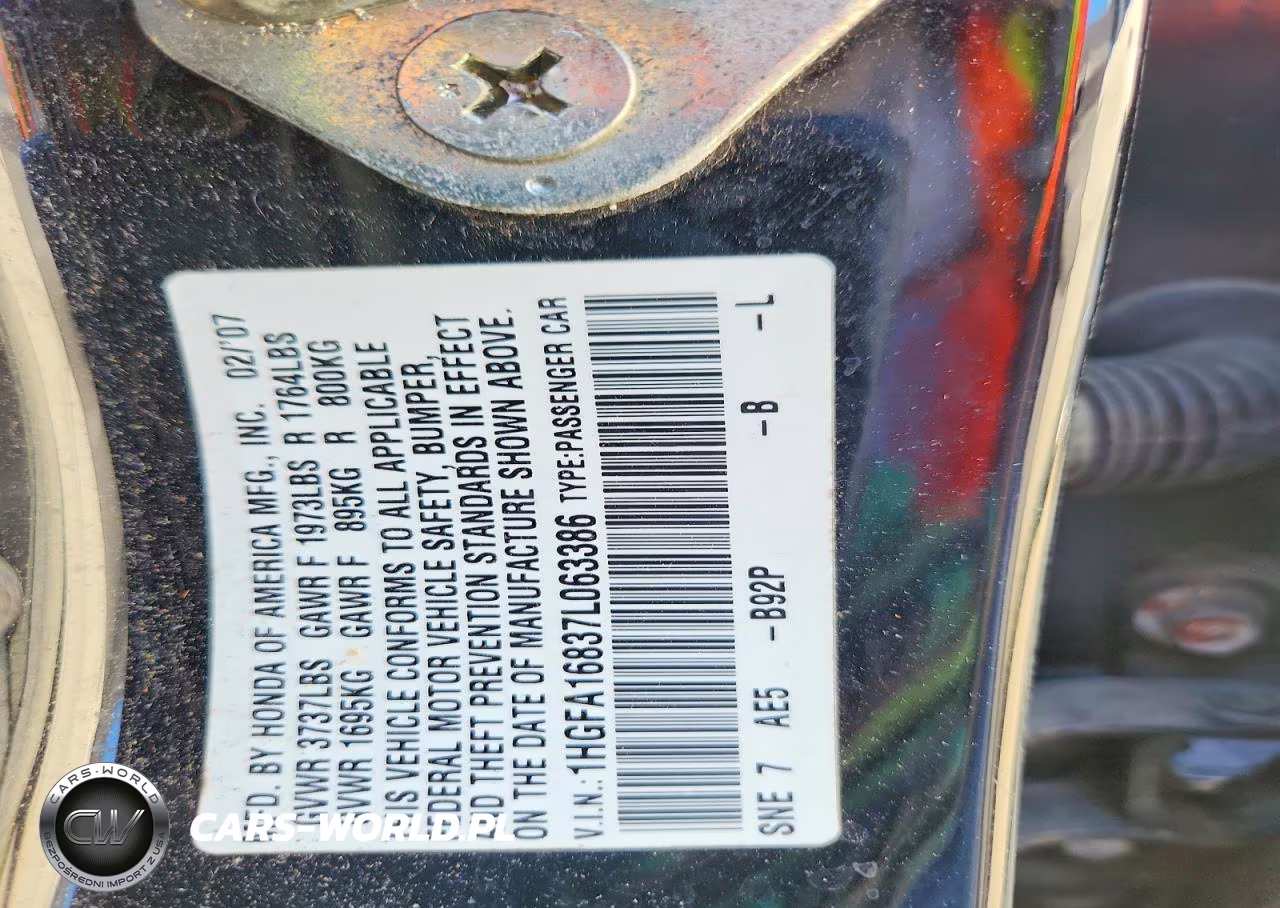 2007 Honda Civic Ex VIN:1HGFA16837L063386 - 12