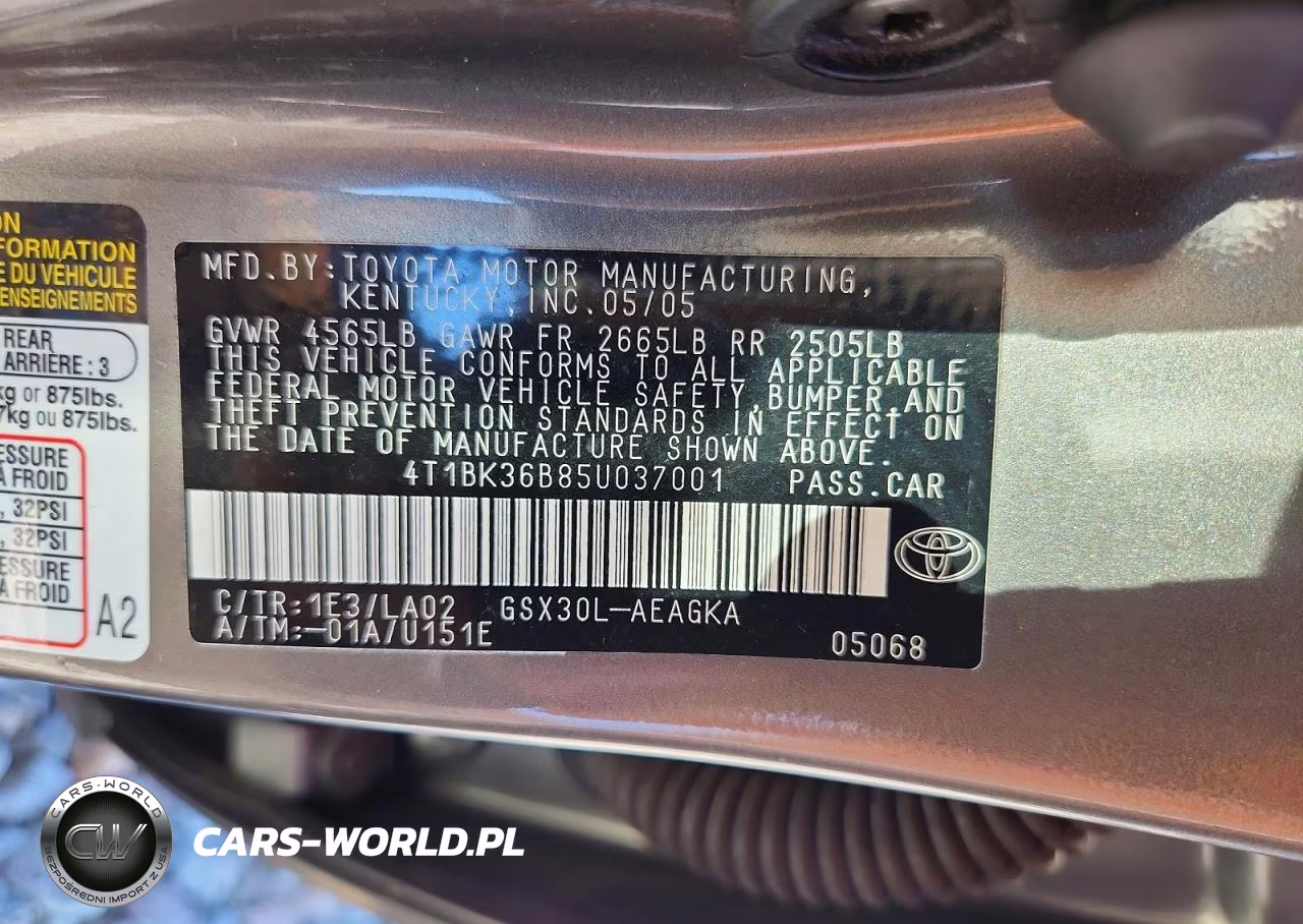 2005 Toyota Avalon Xls VIN:4T1BK36B85U037001 - 13