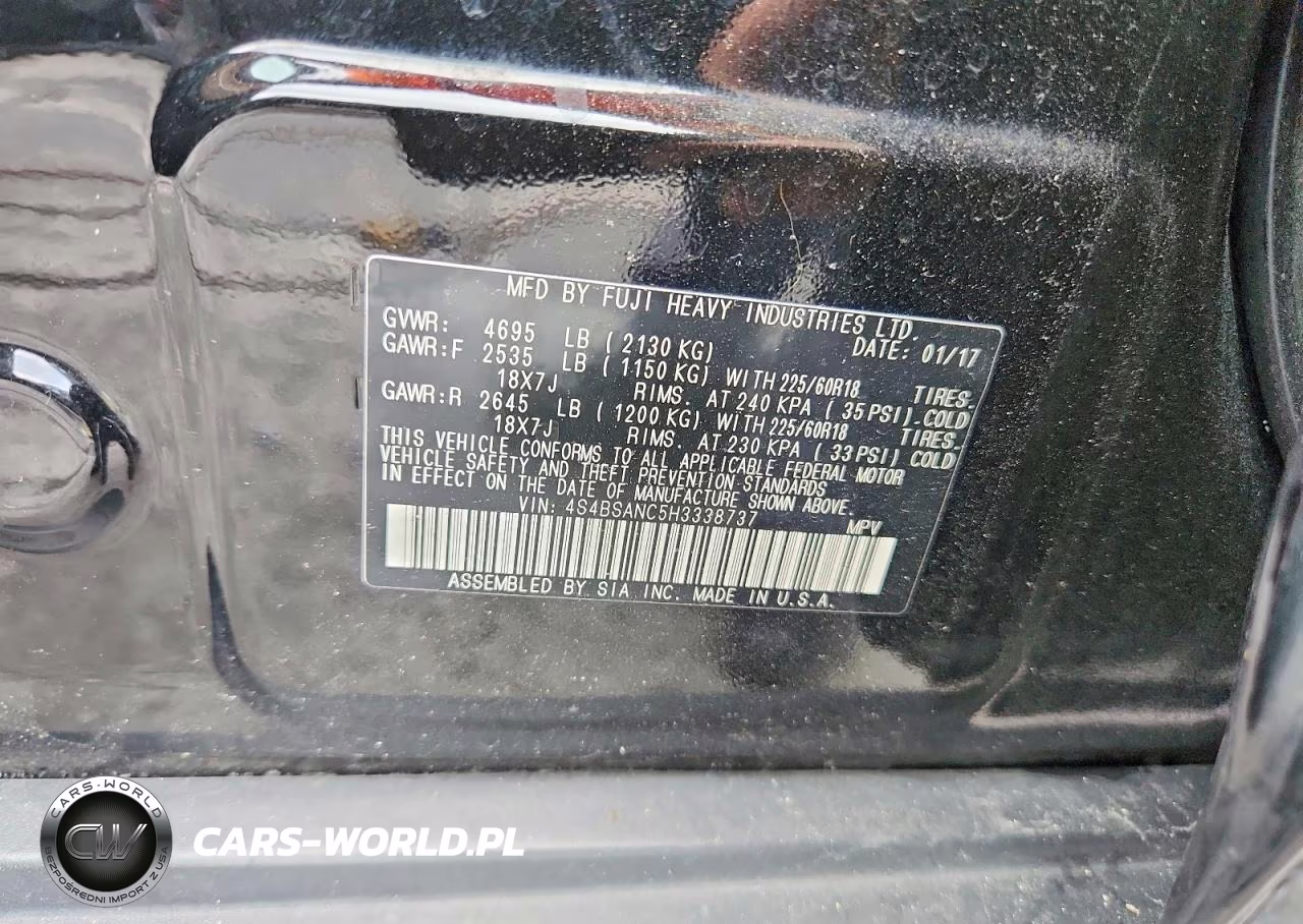 2017 Subaru Outback 2.5I Limited VIN:4S4BSANC5H3338737 - 12