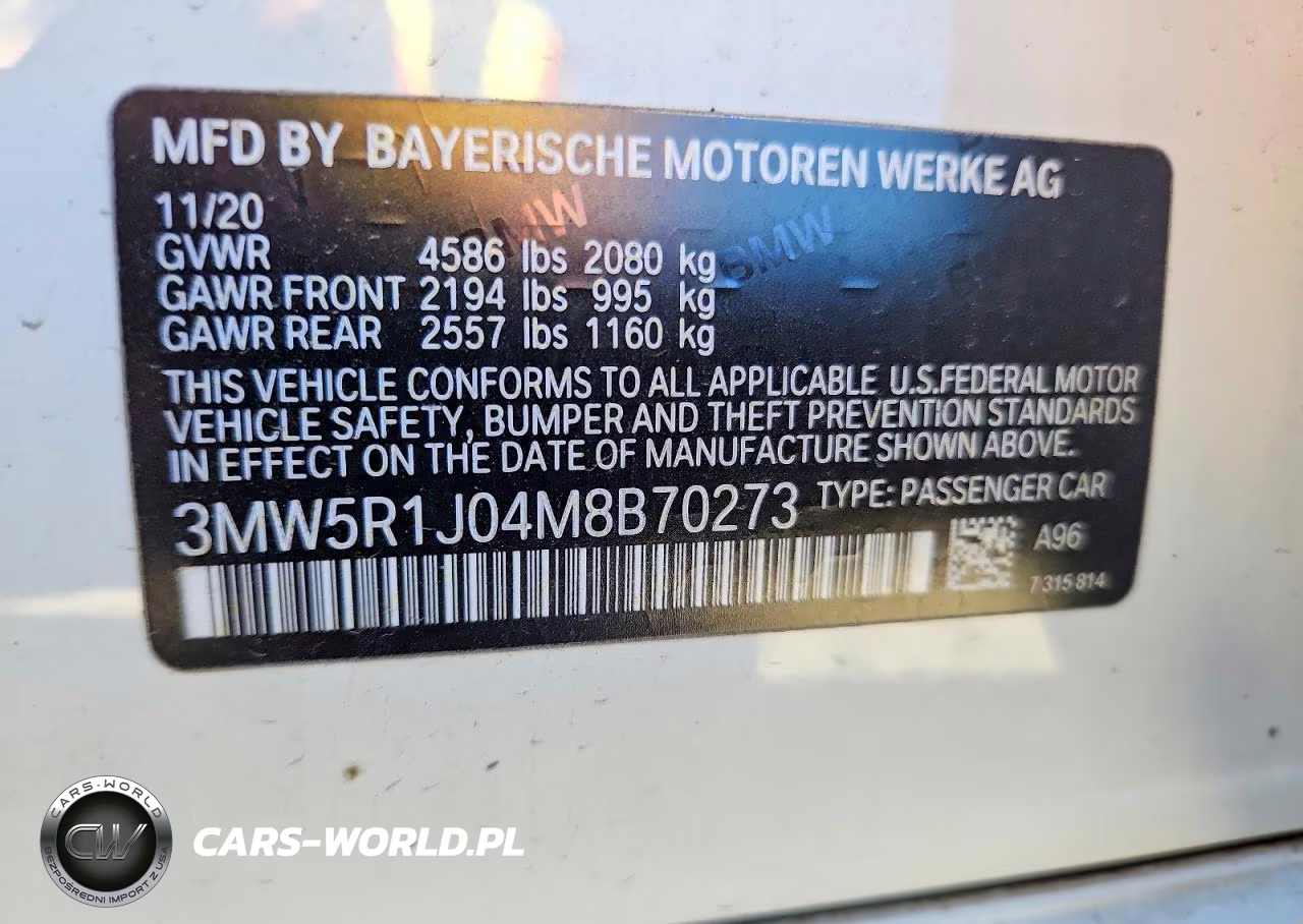 2021 BMW 330I VIN:3MW5R1J04M8B70273 - 12