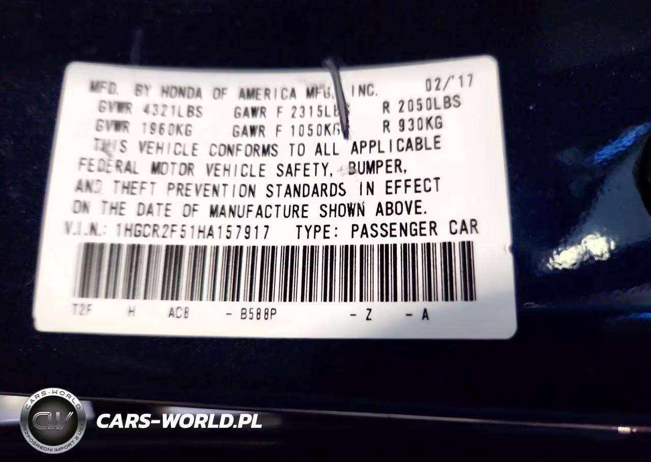 2017 Honda Accord Sport VIN:1HGCR2F51HA157917 - 13