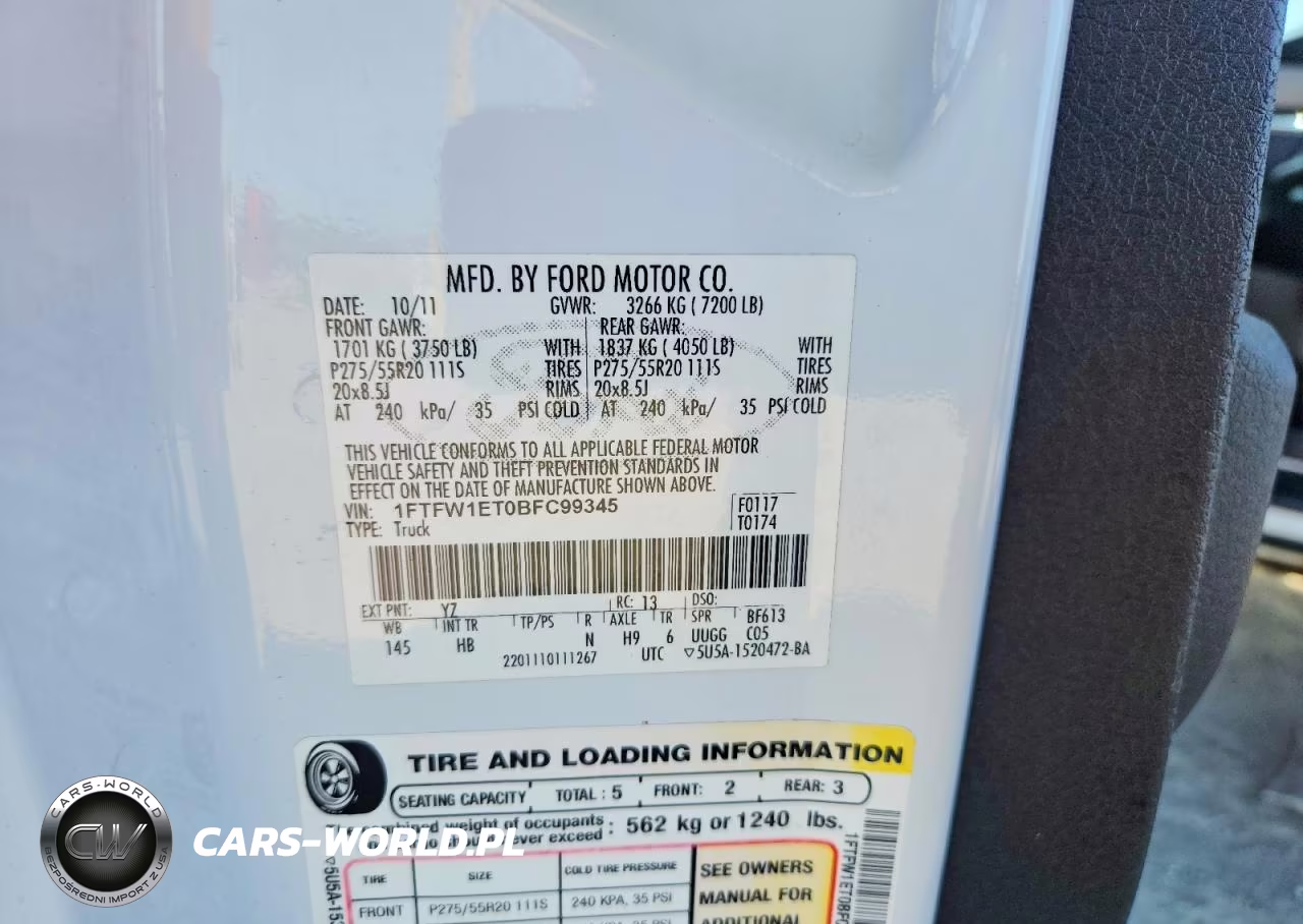 2011 Ford F150 Supercrew VIN:1FTFW1ET0BFC99345 - 12