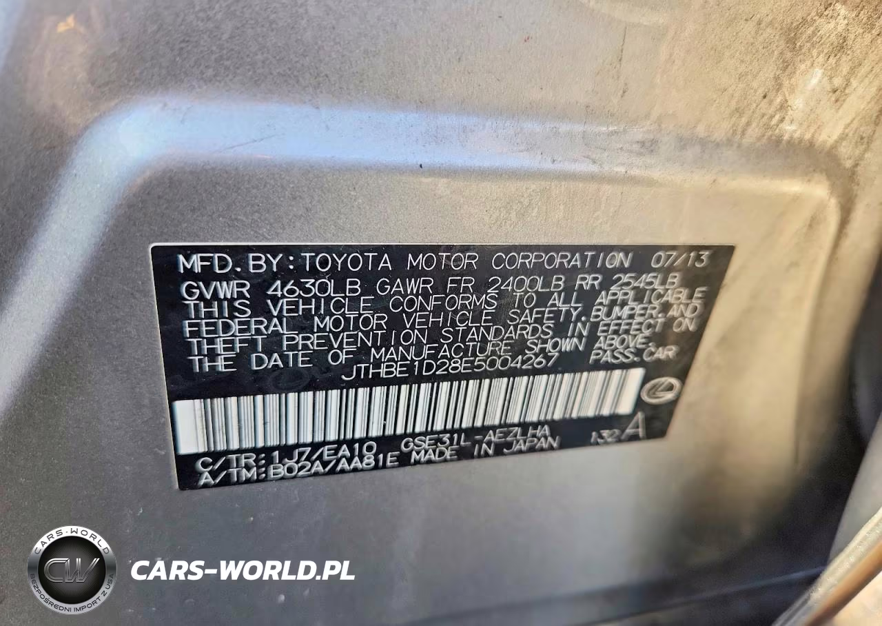 2014 Lexus Is 350 VIN:JTHBE1D28E5004267 - 12