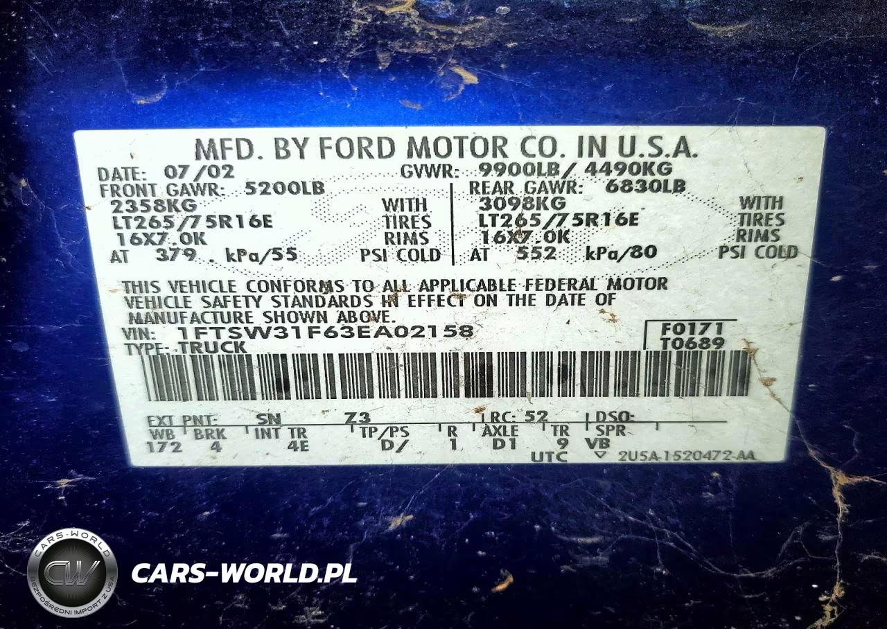 2003 Ford F350 Srw Super Duty VIN:1FTSW31F63EA02158 - 13