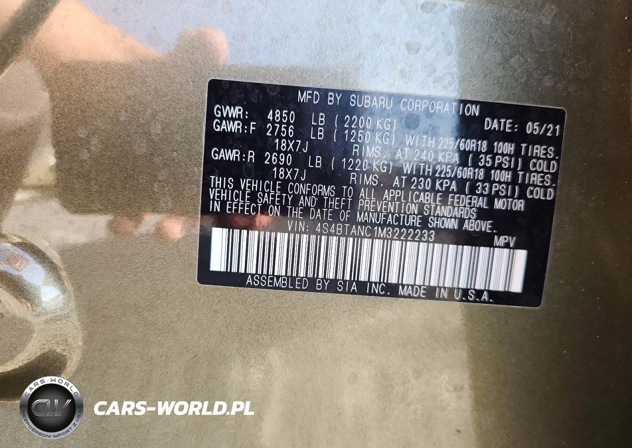 2021 Subaru Outback Limited VIN:4S4BTANC1M3222233 - 13