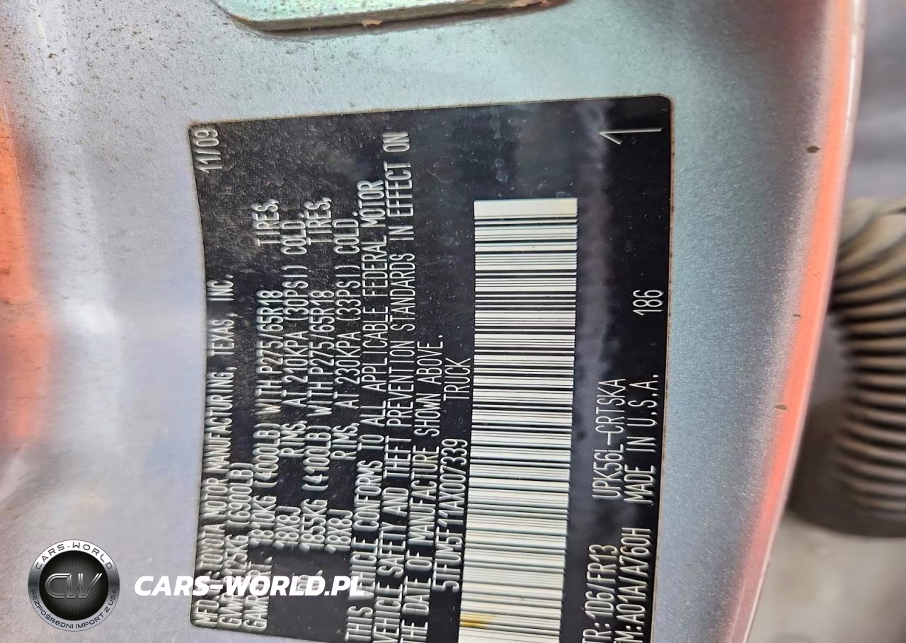 2010 Toyota Tundra Double Cab Sr5 VIN:5TFUM5F11AX007339 - 12