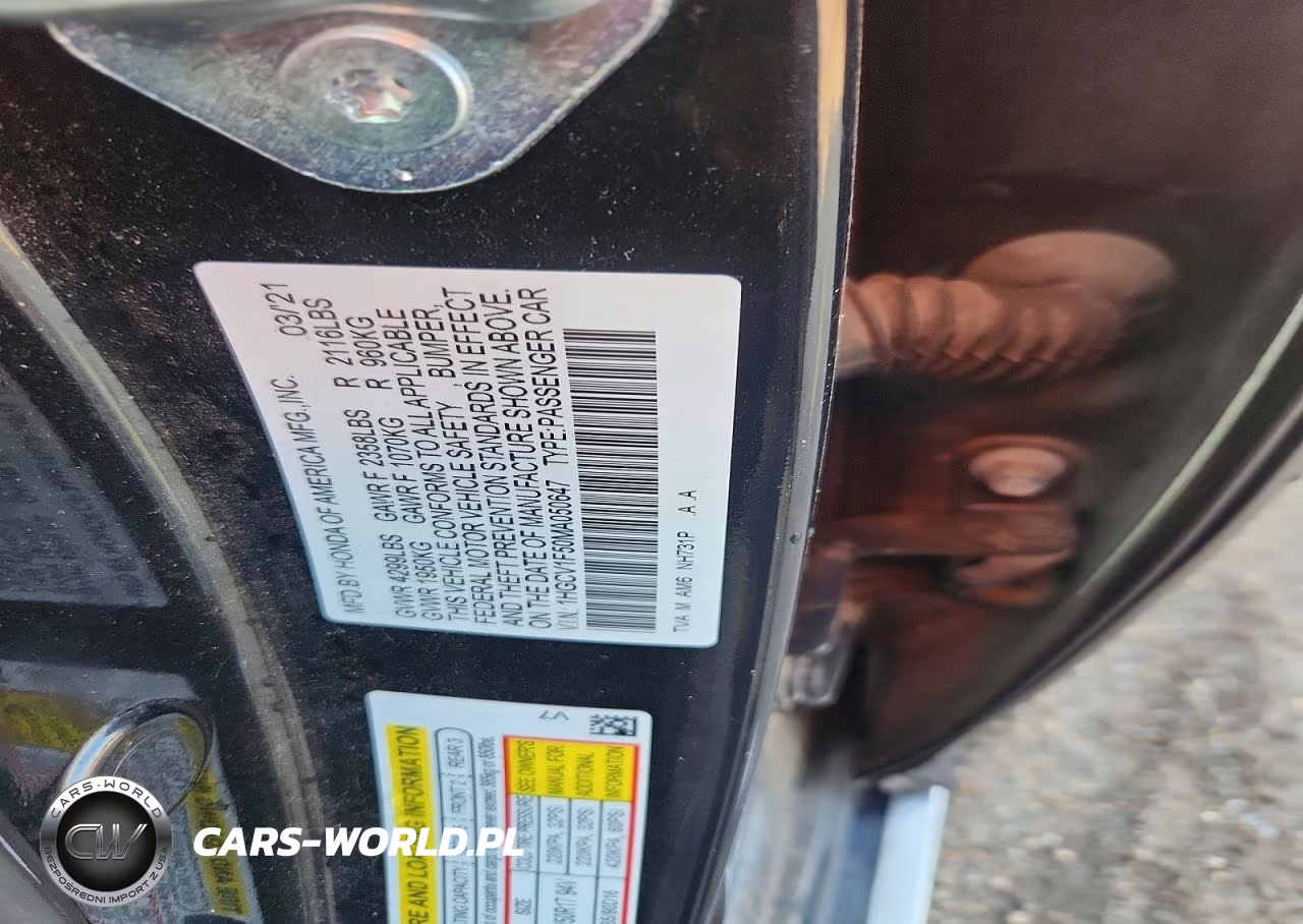 2021 Honda Accord Exl VIN:1HGCV1F50MA050647 - 12