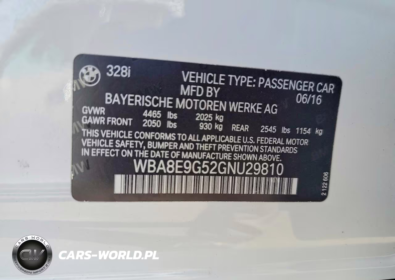 2016 BMW 328 I Sulev VIN:WBA8E9G52GNU29810 - 12