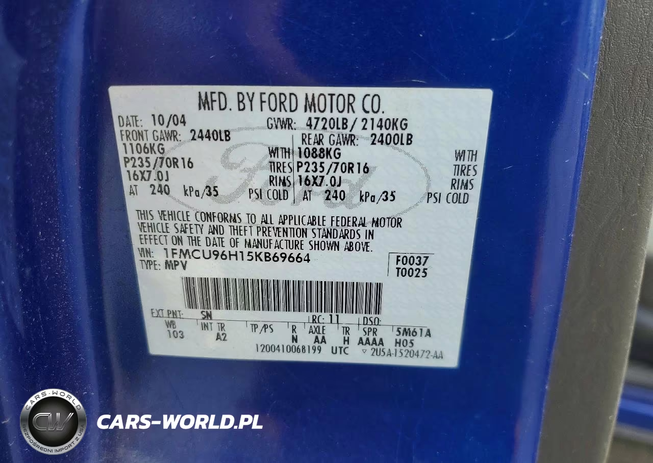2005 Ford Escape Hev VIN:1FMCU96H15KB69664 - 12