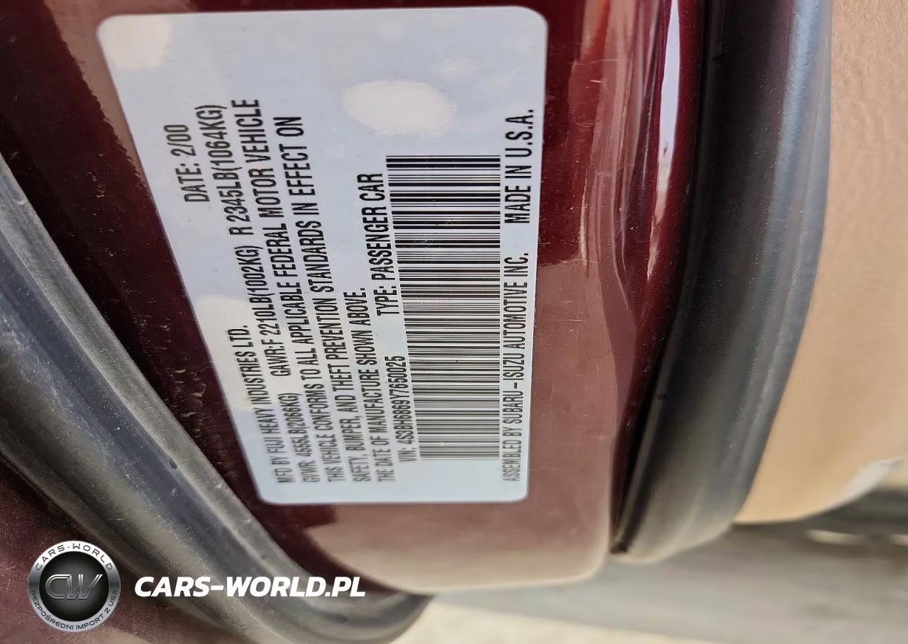 2000 Subaru Legacy Outback Limited VIN:4S3BH6869Y7650025 - 12