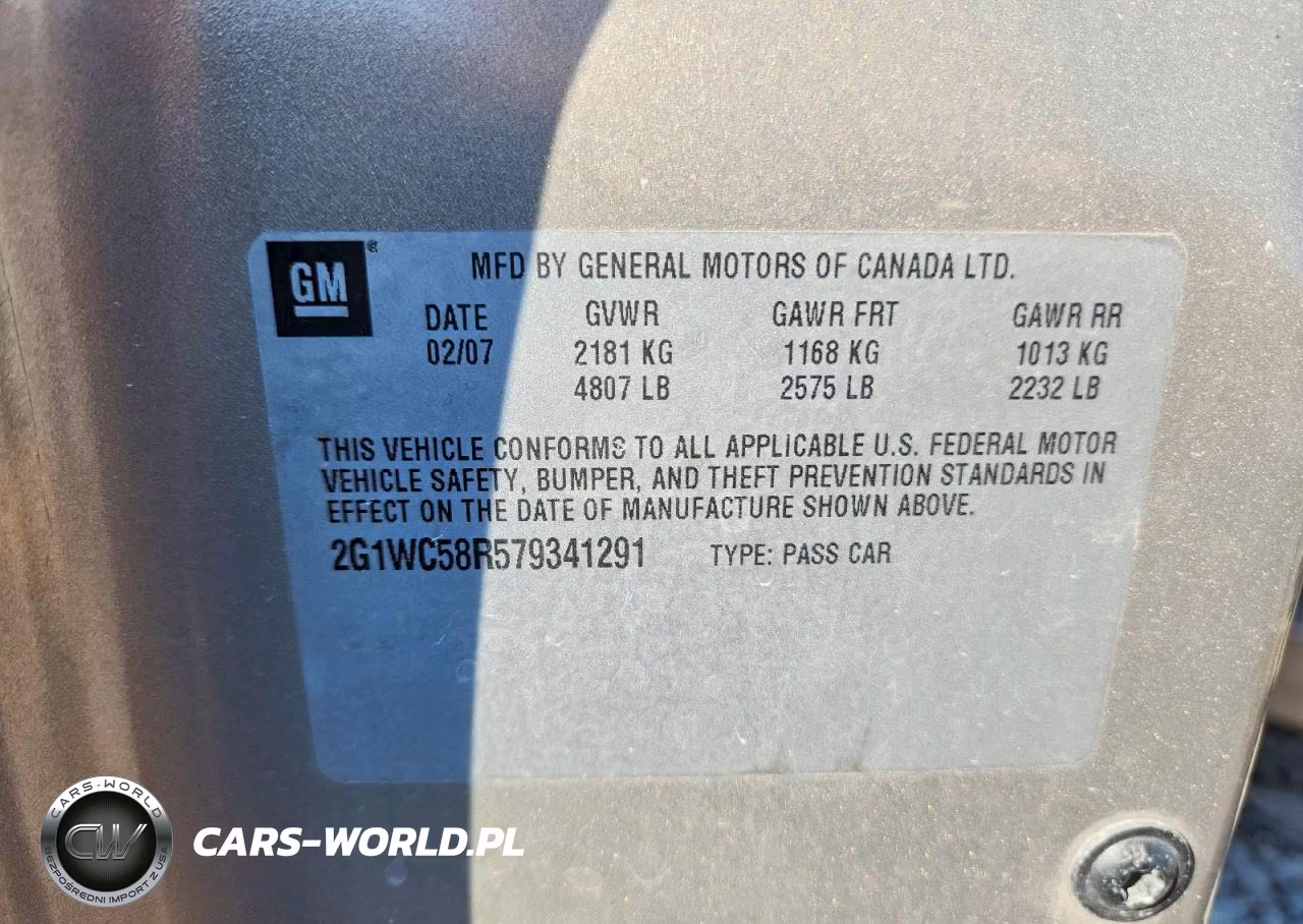 2007 Chevrolet Impala Lt VIN:2G1WC58R579341291 - 13