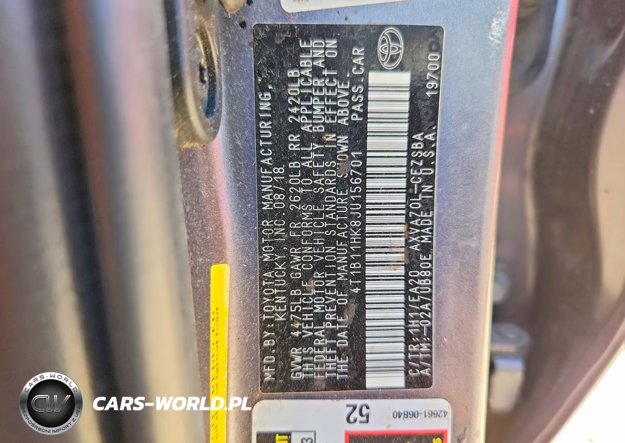 2018 Toyota Camry Se VIN:4T1B11HK8JU156701 - 12