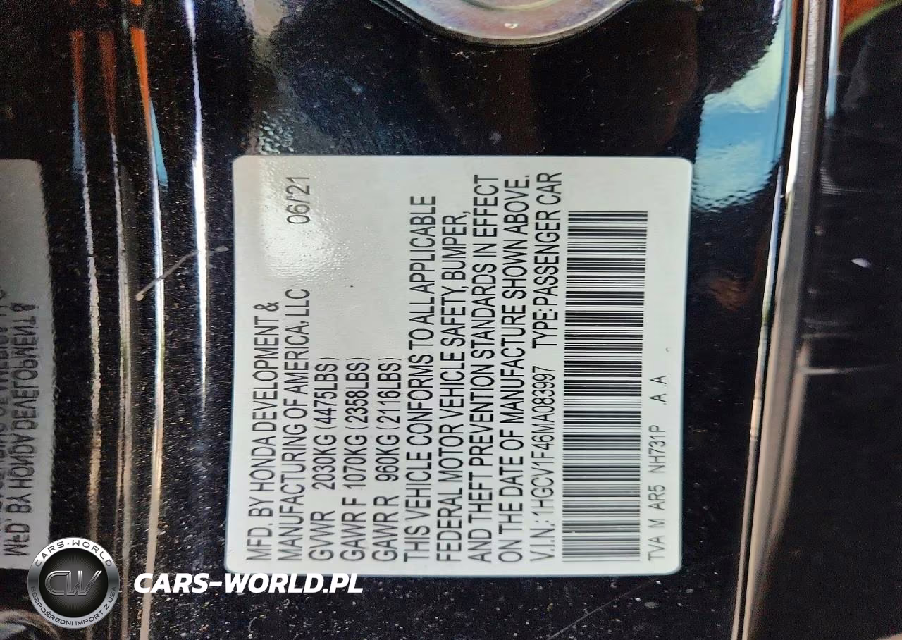 2021 Honda Accord Sport Se VIN:1HGCV1F46MA083997 - 13