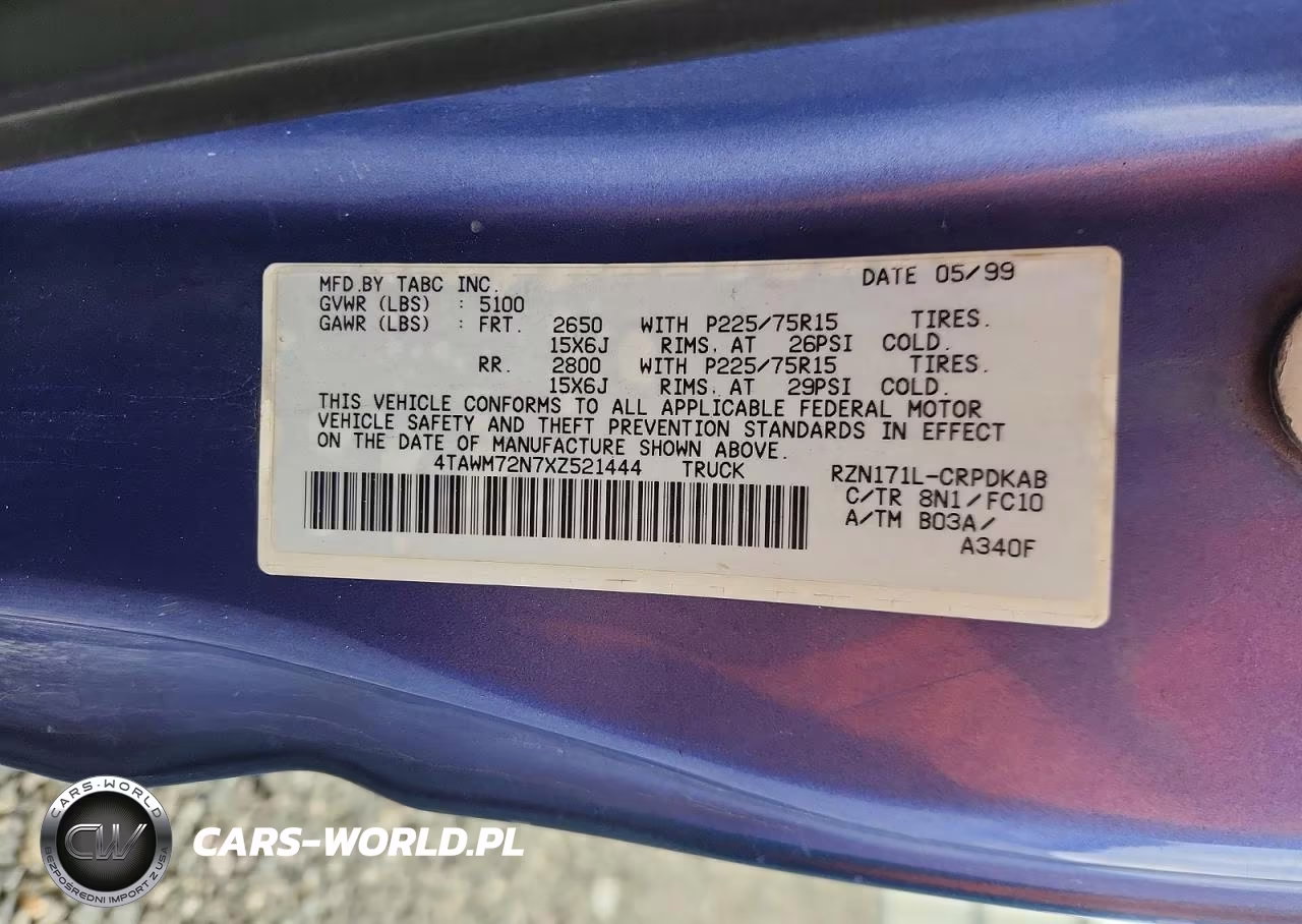 1999 Toyota Tacoma Base VIN:4TAWM72N7XZ521444 - 12