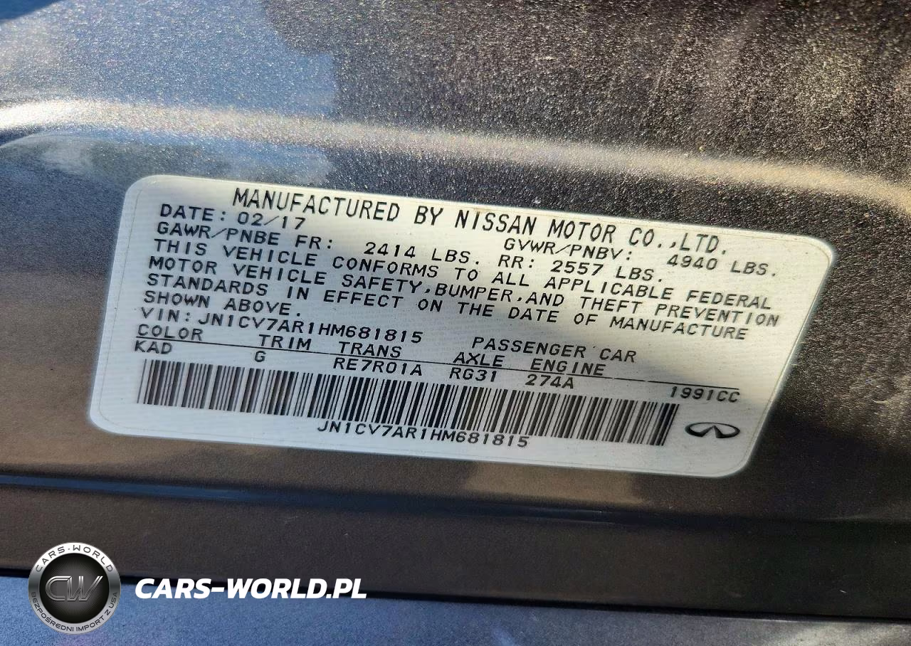 2017 Infiniti Q50 2.0T Premium VIN:JN1CV7AR1HM681815 - 12