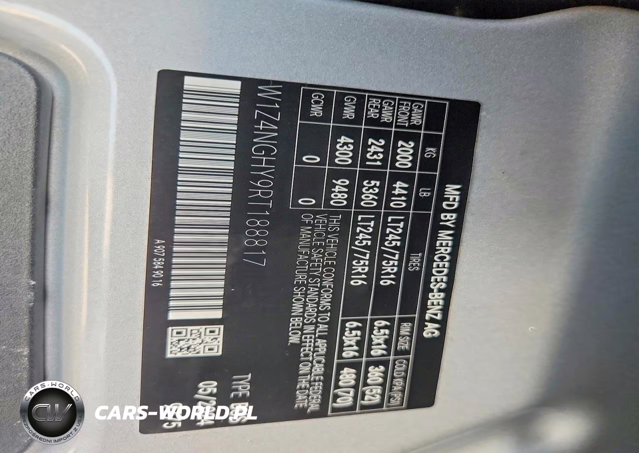 2024 Mercedes-Benz Sprinter 2500 VIN:W1Z4NGHY9RT188817 - 14