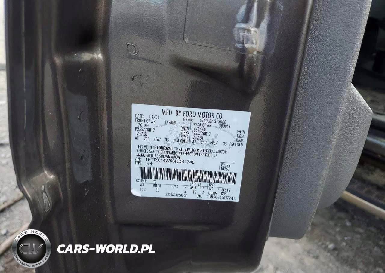 2006 Ford F150 VIN:1FTRX14W56KD41740 - 12