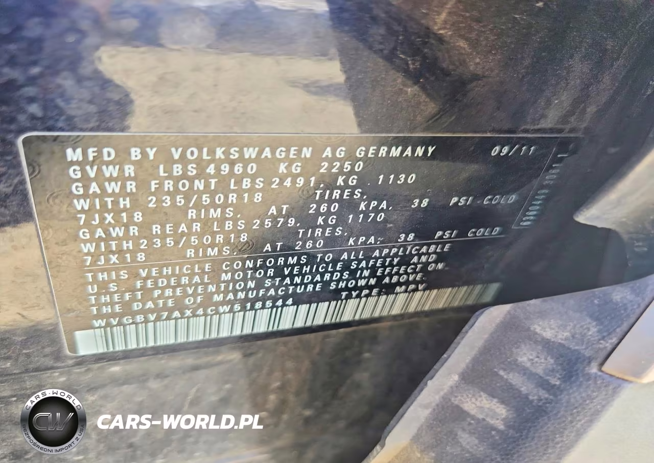 2012 Volkswagen Tiguan S VIN:WVGBV7AX4CW518544 - 13