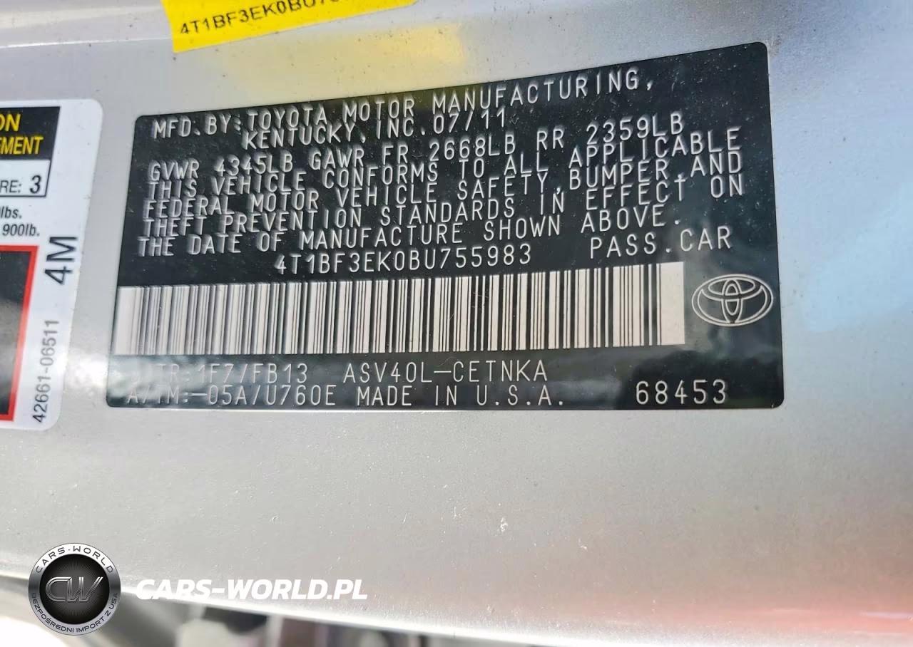 2011 Toyota Camry Le VIN:4T1BF3EK0BU755983 - 12