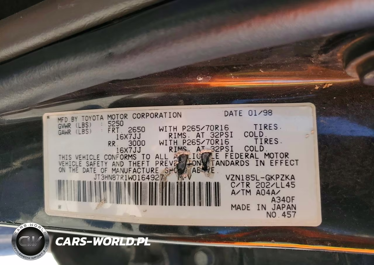1998 Toyota 4Runner Limited VIN:JT3HN87R1W0164927 - 13