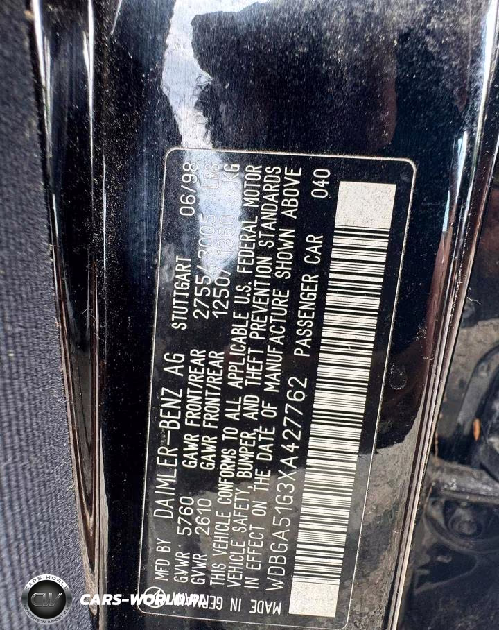 1999 Mercedes-Benz S 500 VIN:WDBGA51G3XA427762 - 14