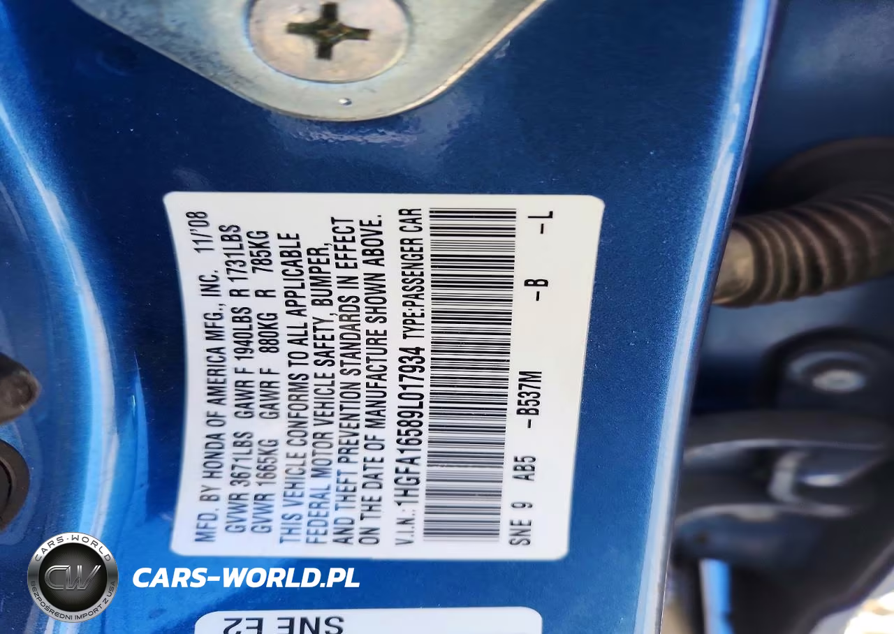 2009 Honda Civic Lx VIN:1HGFA16589L017934 - 13