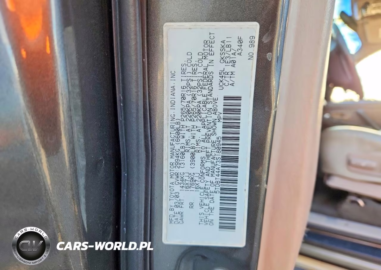 2003 Toyota Sequoia Sr5 VIN:5TDBT44A73S180945 - 12
