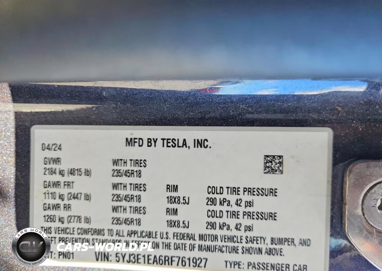 2024 Tesla Model 3 VIN:5YJ3E1EA6RF761927 - 12