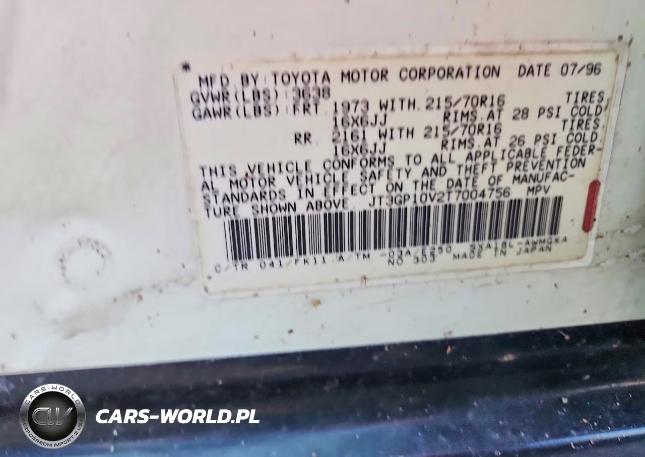 1996 Toyota Rav4 Base VIN:JT3GP10V2T7004756 - 12