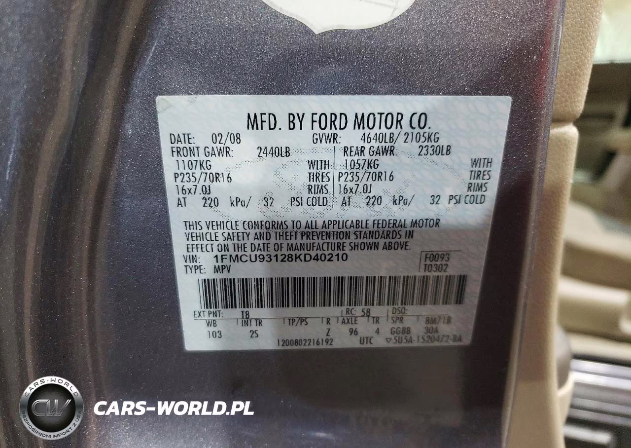 2008 Ford Escape Xlt VIN:1FMCU93128KD40210 - 13