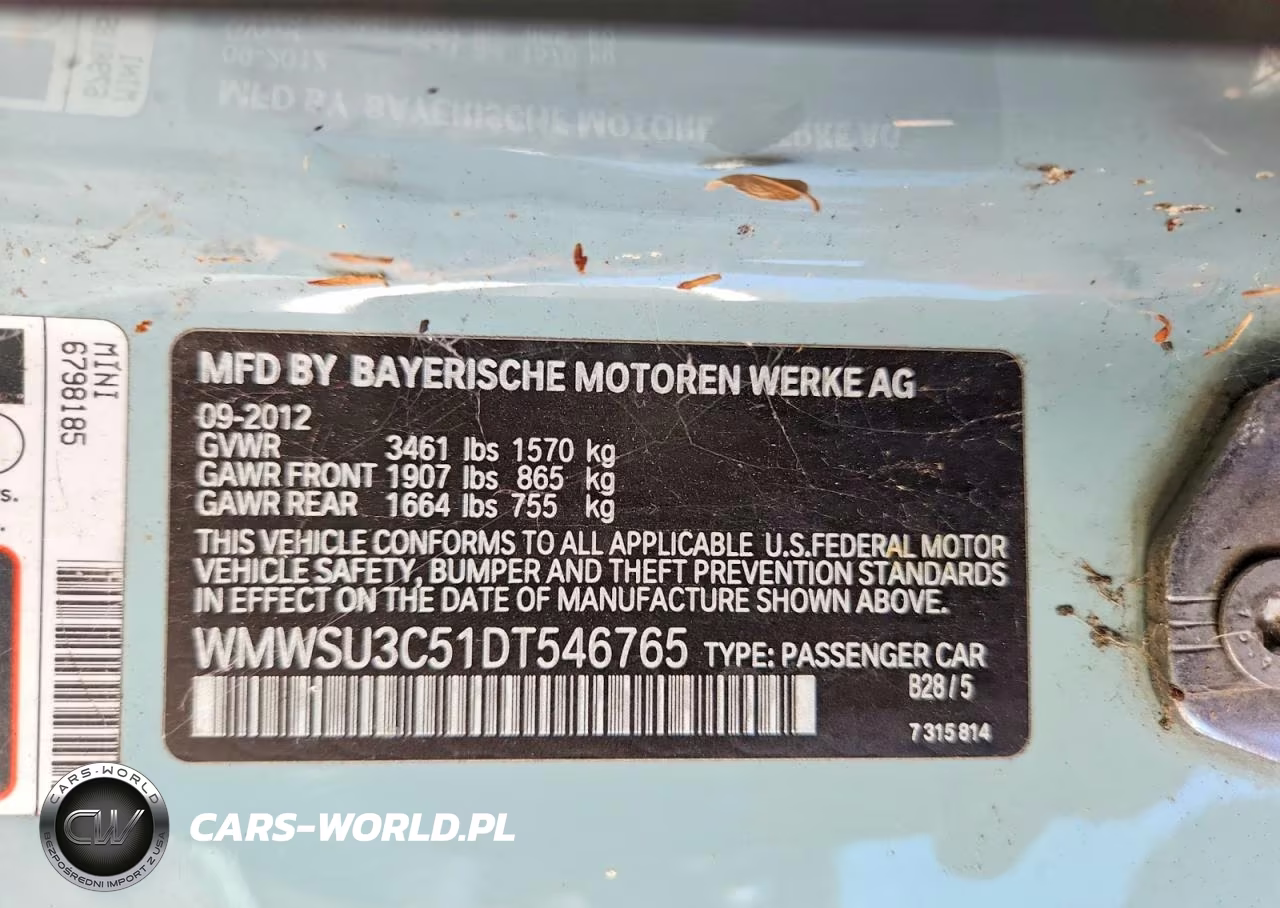 2013 Mini Cooper VIN:WMWSU3C51DT546765 - 12