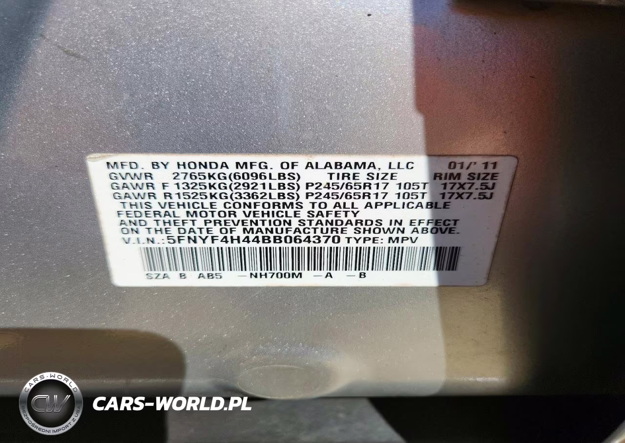 2011 Honda Pilot Ex VIN:5FNYF4H44BB064370 - 13